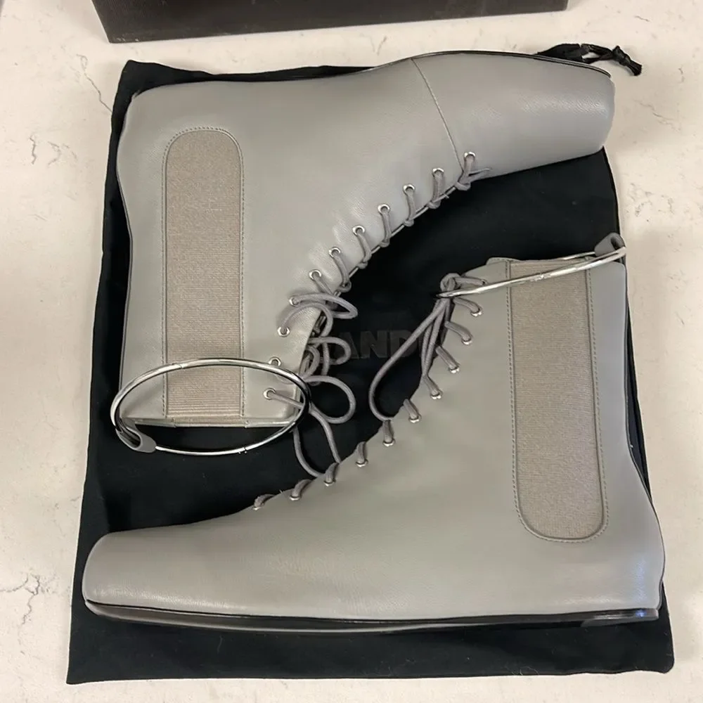 Jill Sander Grey Leather Boots Size 38 Never Worn Ballet Boots Size 8